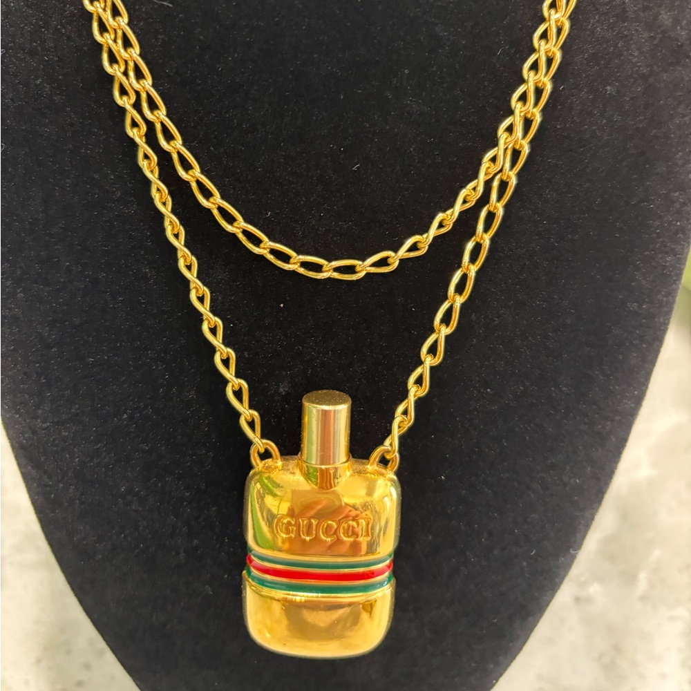 Gucci Sherry Line Perfume Bottle Pendant Necklace with box/pouch (COA) 30 inches